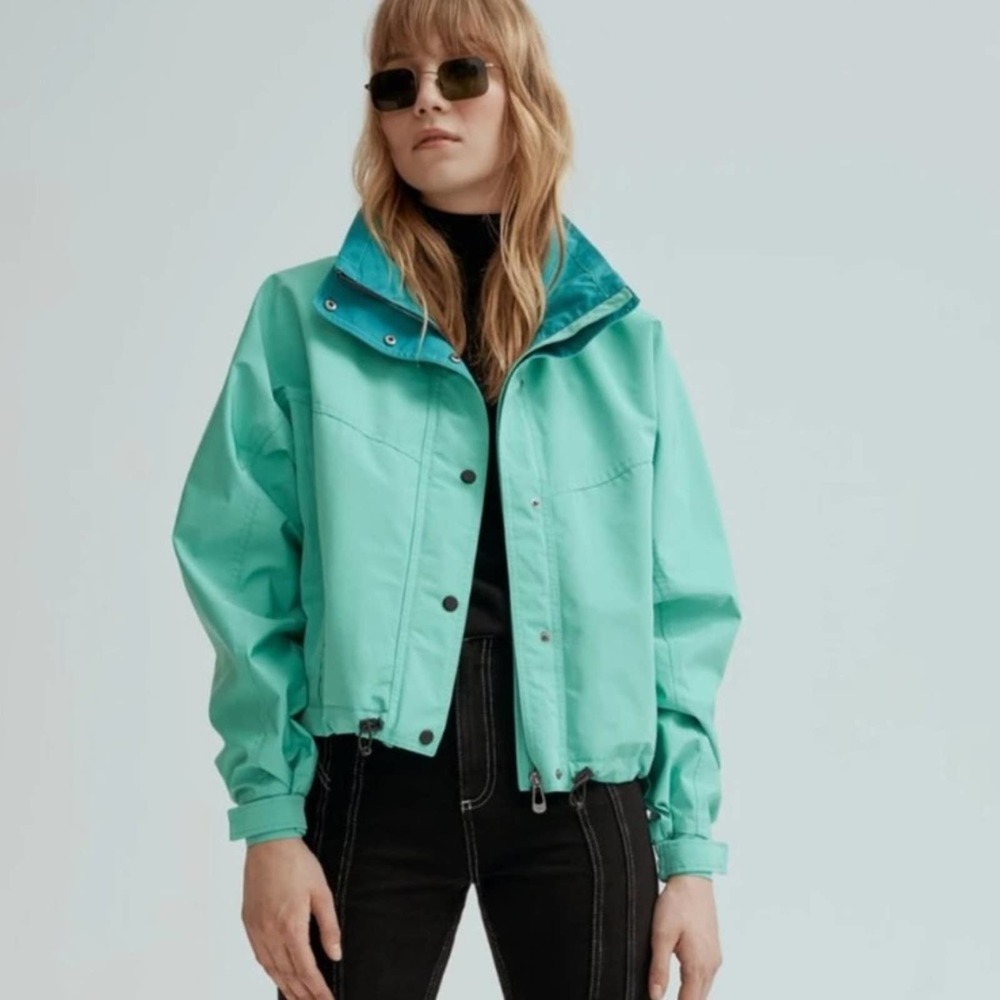 Noize Skye Stand Collar Drawcord Rain Jacket, Mint